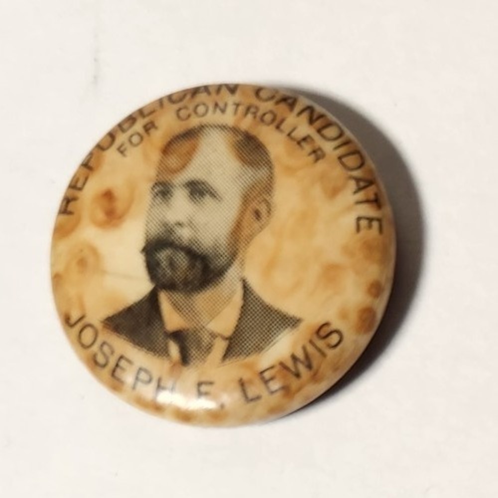 Antique Republican Candidate For Controller Button Pinback 1.5" Joseph F. Lewis